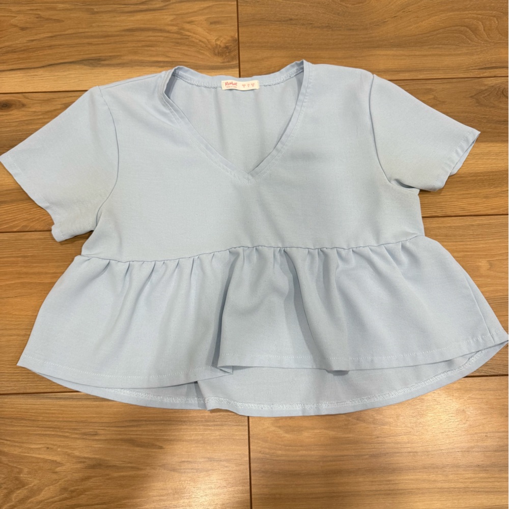 ROMWE Sky Blue Peplum Blouse